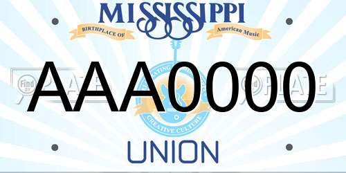 AAA0000 Mississippi License Plate