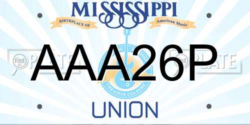 AAA26P Mississippi License Plate