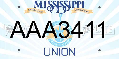 AAA3411 Mississippi License Plate
