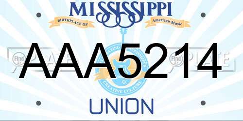 AAA5214 Mississippi License Plate