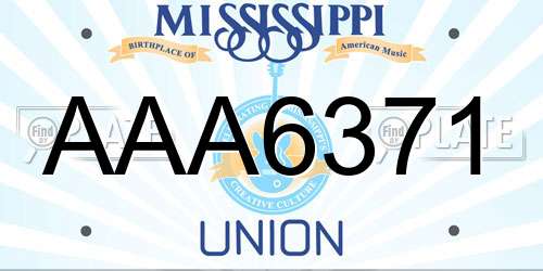AAA6371 Mississippi License Plate