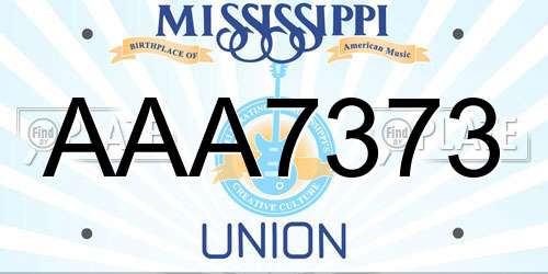 AAA7373 Mississippi License Plate