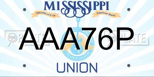 AAA76P Mississippi License Plate