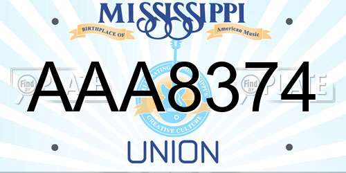 AAA8374 Mississippi License Plate