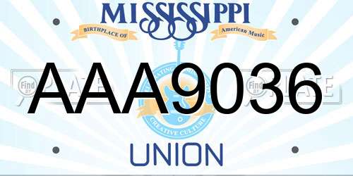 AAA9036 Mississippi License Plate