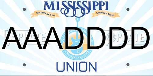 AAADDDD Mississippi License Plate