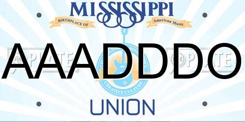 AAADDDO Mississippi License Plate