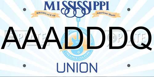 AAADDDQ Mississippi License Plate