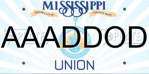 AAADDOD Mississippi License Plate