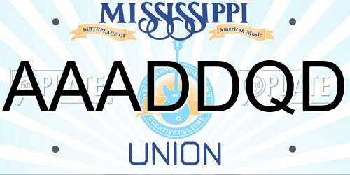 AAADDQD Mississippi License Plate