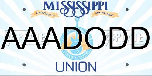 AAADODD Mississippi License Plate