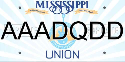AAADQDD Mississippi License Plate