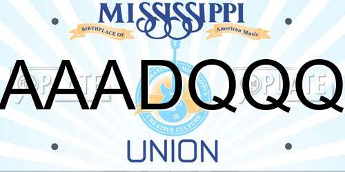 AAADQQQ Mississippi License Plate