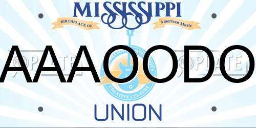 AAAOODO Mississippi License Plate