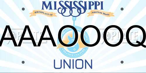 AAAOOOQ Mississippi License Plate