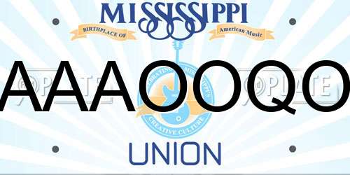 AAAOOQO Mississippi License Plate