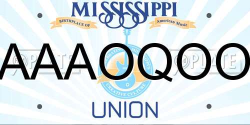 AAAOQOO Mississippi License Plate