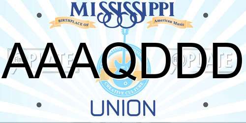 AAAQDDD Mississippi License Plate