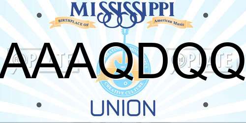 AAAQDQQ Mississippi License Plate