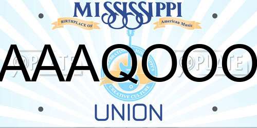 AAAQOOO Mississippi License Plate