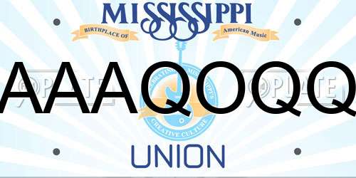 AAAQOQQ Mississippi License Plate