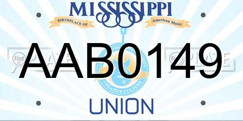 AAB0149 Mississippi License Plate