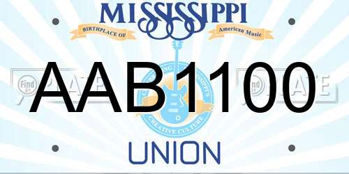AAB1100 Mississippi License Plate