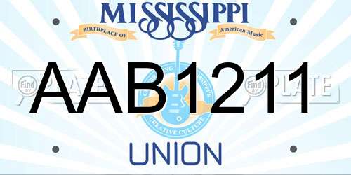 AAB1211 Mississippi License Plate