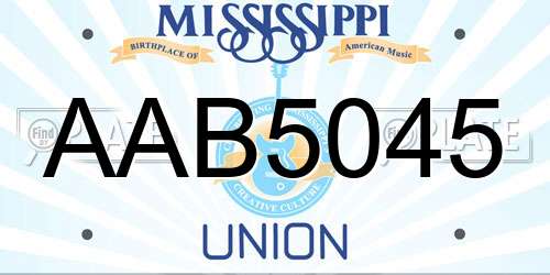 AAB5045 Mississippi License Plate