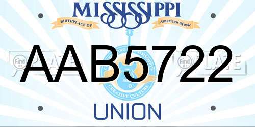 AAB5722 Mississippi License Plate