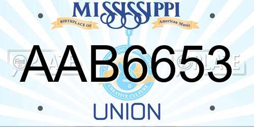 AAB6653 Mississippi License Plate