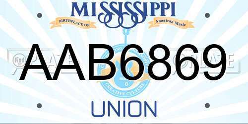 AAB6869 Mississippi License Plate