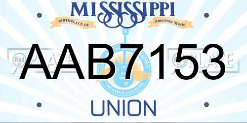 AAB7153 Mississippi License Plate