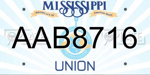 AAB8716 Mississippi License Plate