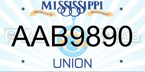 AAB9890 Mississippi License Plate