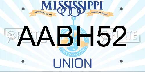 AABH52 Mississippi License Plate