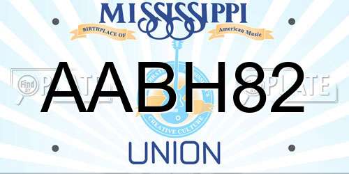 AABH82 Mississippi License Plate