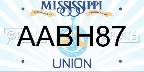 AABH87 Mississippi License Plate