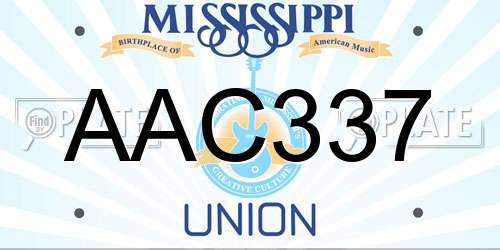 AAC337 Mississippi License Plate
