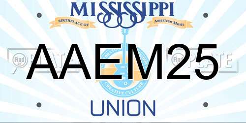 AAEM25 Mississippi License Plate