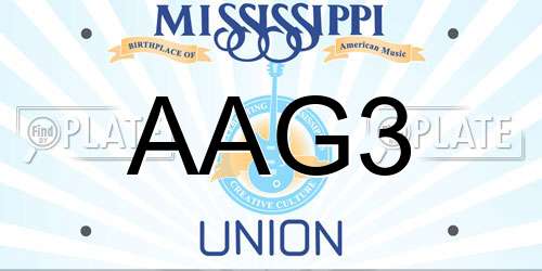 AAG3 Mississippi License Plate