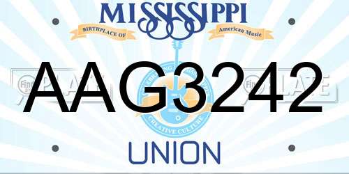 AAG3242 Mississippi License Plate