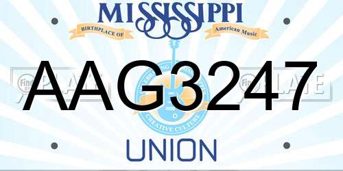 AAG3247 Mississippi License Plate