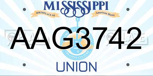 AAG3742 Mississippi License Plate
