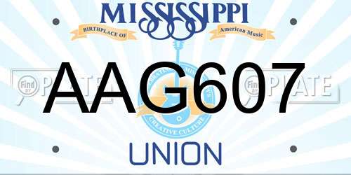 AAG607 Mississippi License Plate