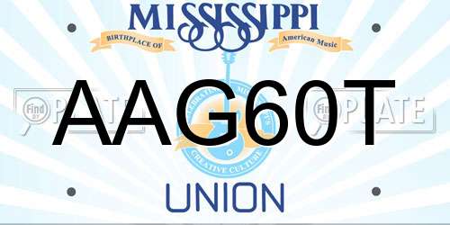 AAG60T Mississippi License Plate