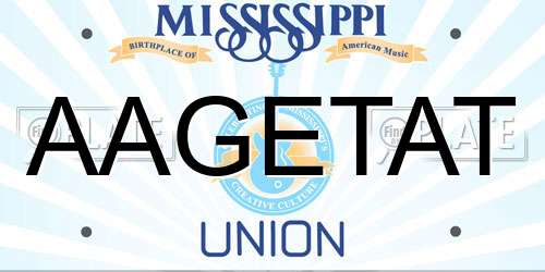AAGETAT Mississippi License Plate