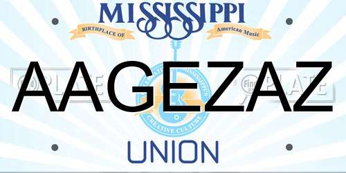 AAGEZAZ Mississippi License Plate