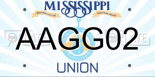AAGG02 Mississippi License Plate