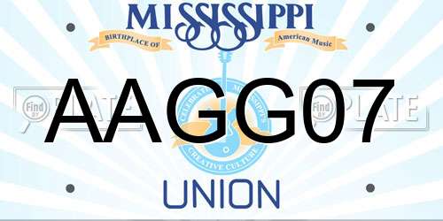 AAGG07 Mississippi License Plate